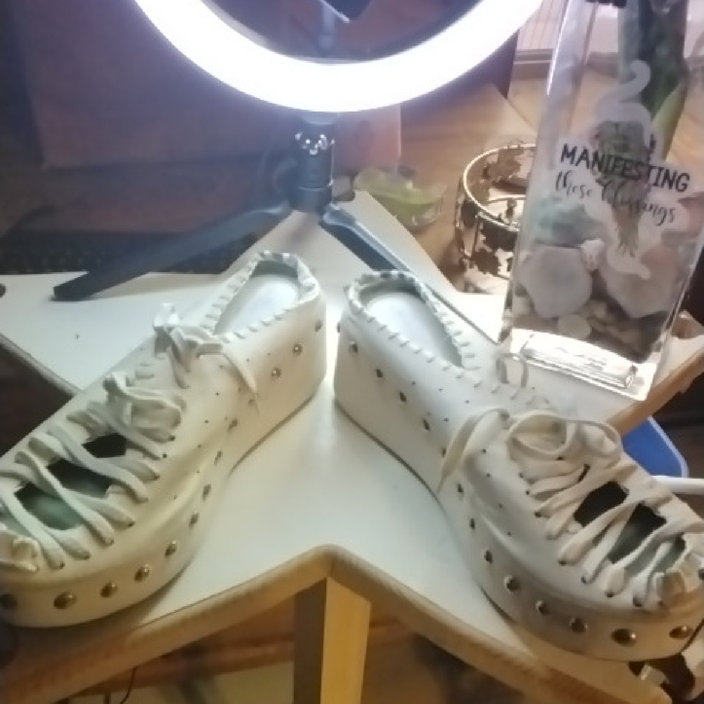 White Platform Sandals with Studded Details